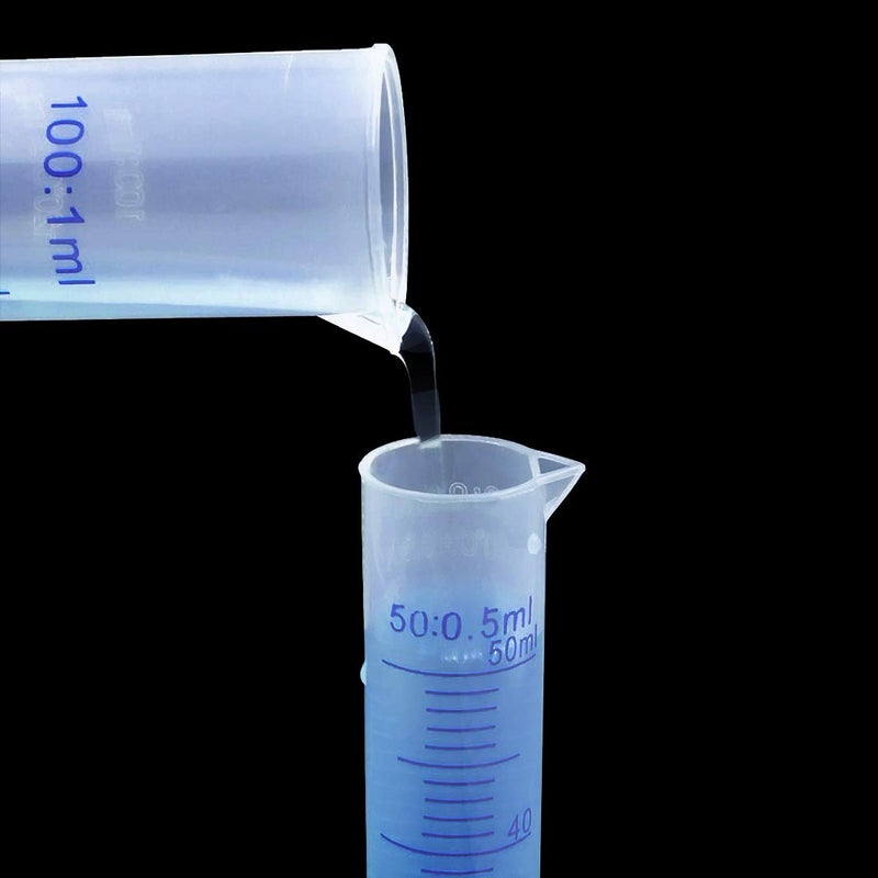 Kalevel 6pcs Polypropylene Graduated Cylinder 100ml Measuring Cylinders Plastic Graduated Cylinder Set Measuring Test Tube Clear Graduated Cylinder with Double Sided Markings, Pour Spout - Image 4